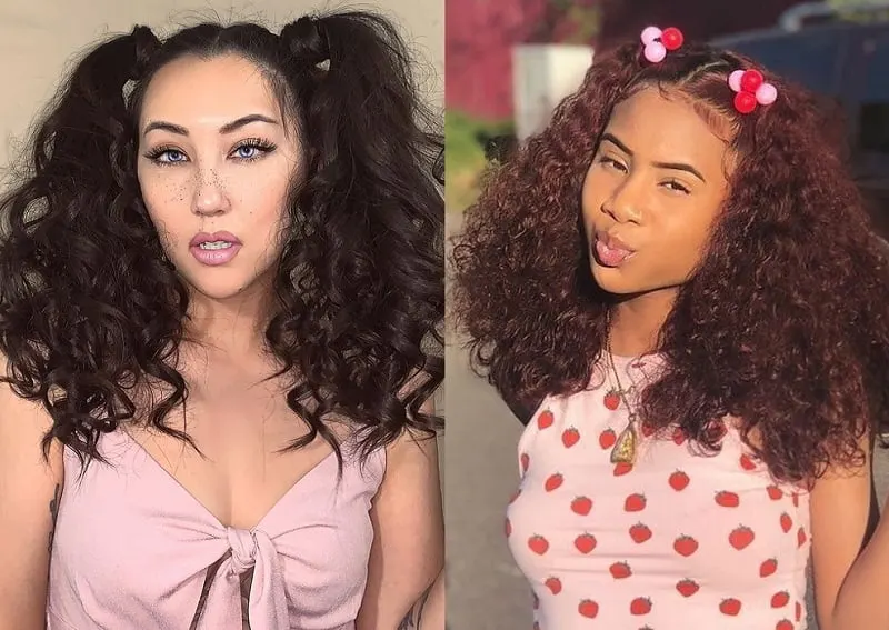 Two Curly Ponytails