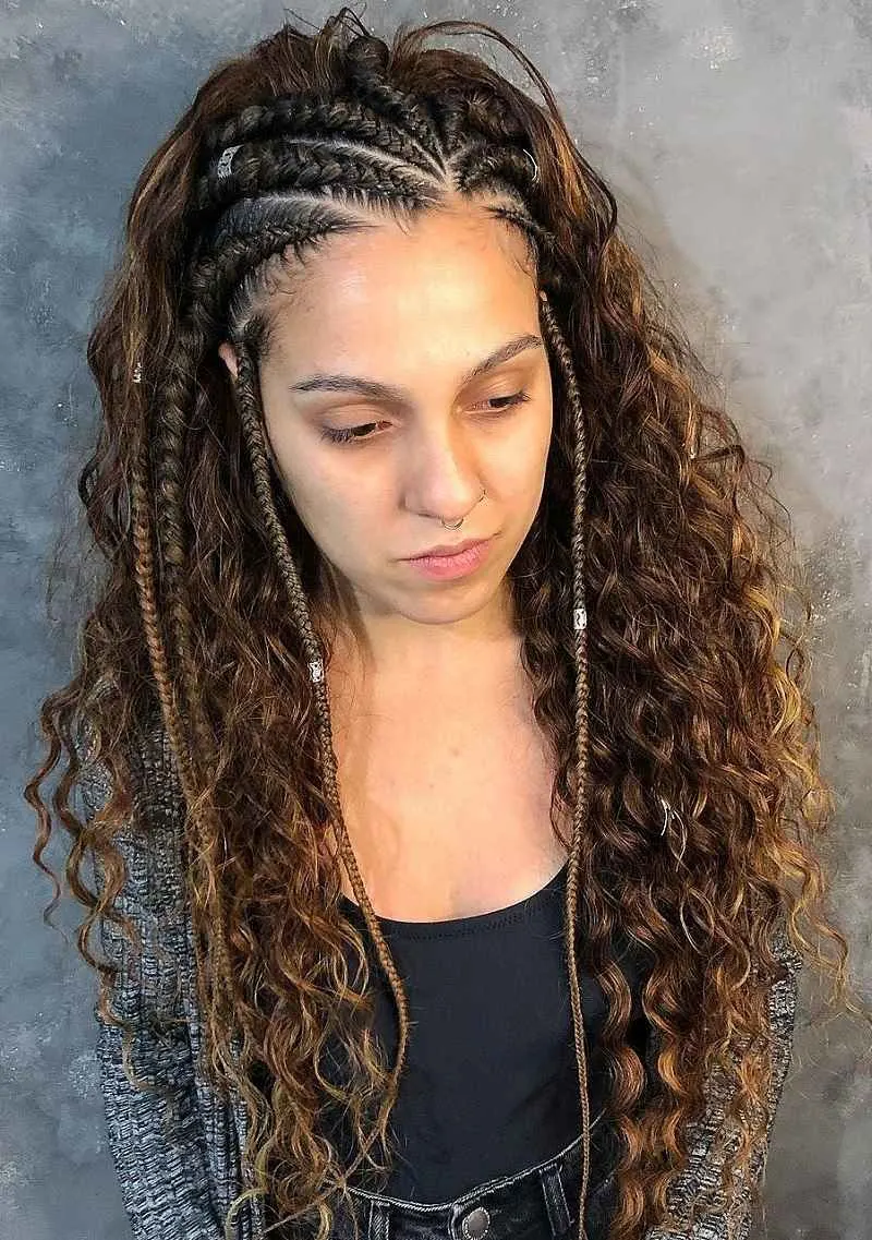 Two Layered Fulani Braid on Curly Hair