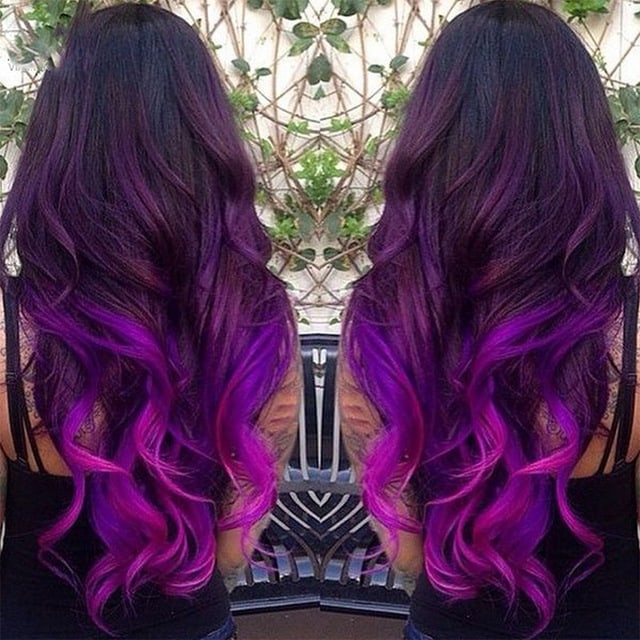 Black and purple Two Tone Hair Color idea for girl