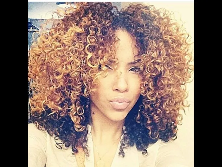 Honey Blonde and Brown Two Tone curly hair 