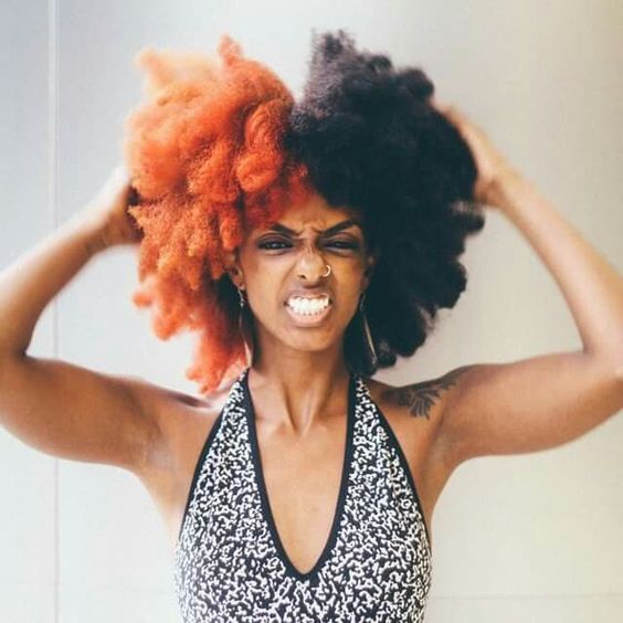Orange and Black Two-tone color for black women hair
