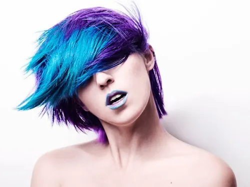 Blue and Purple Two-tone hair color idea