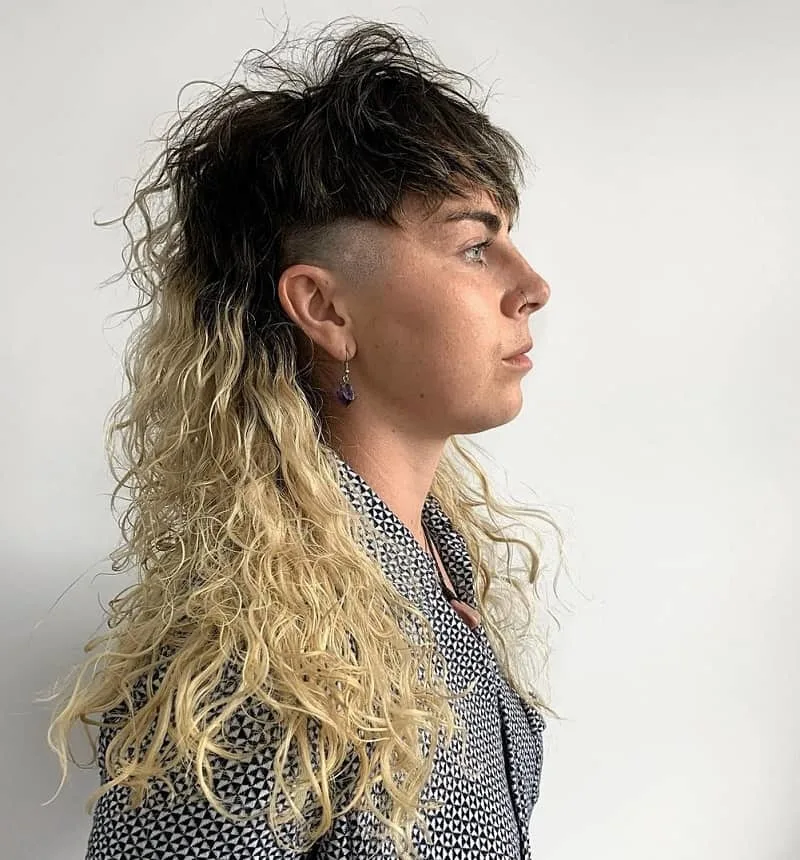 Two Toned Long Curly Mullet for Women