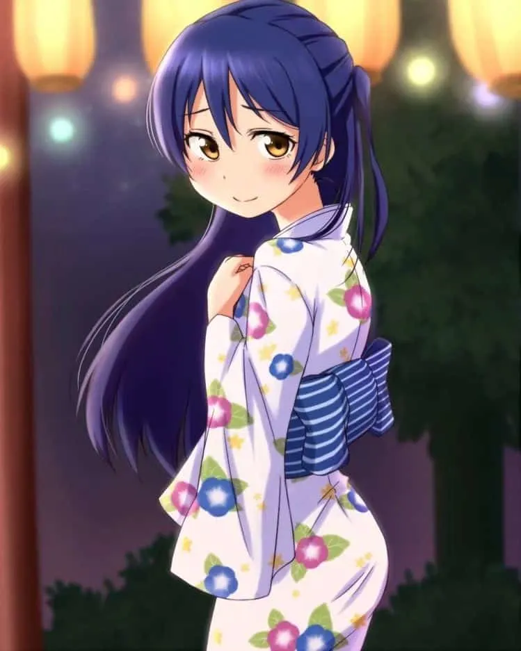 Umi Sonoda with Thick Blue Hair