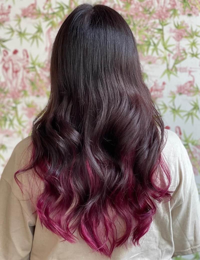 V- Shaped Hair with Magenta Underneath