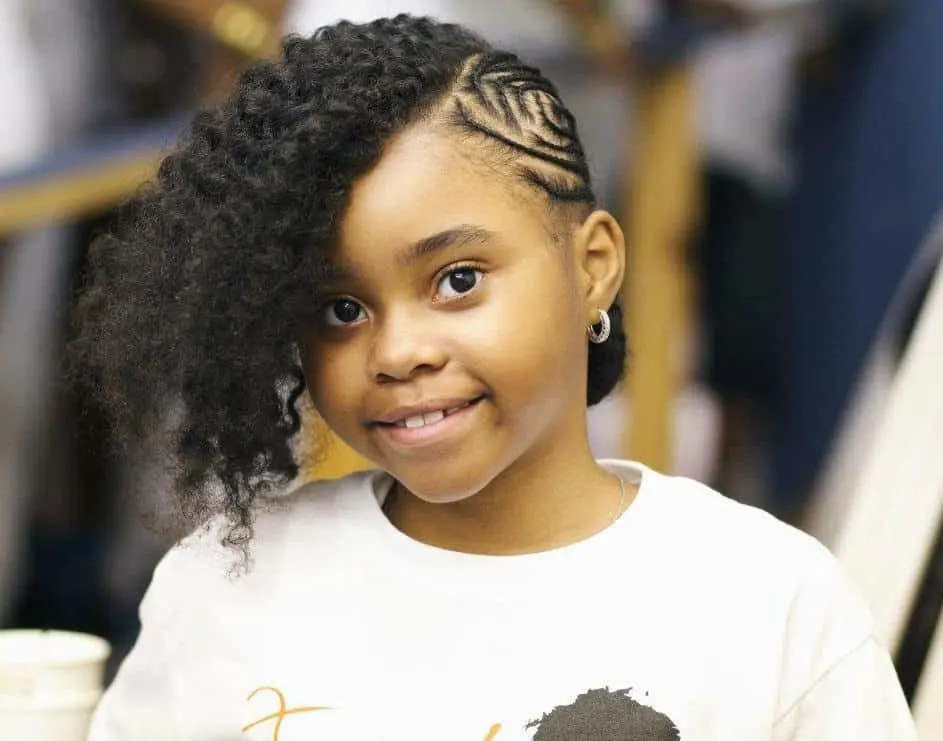 Side Swept Black Little Girls Haircut