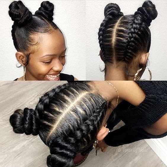 French Braids hairstyle for little black girl