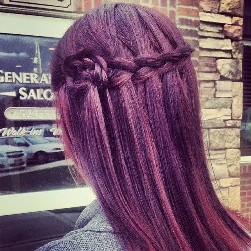 purple Wacky Waterfall Braid Updos hair color