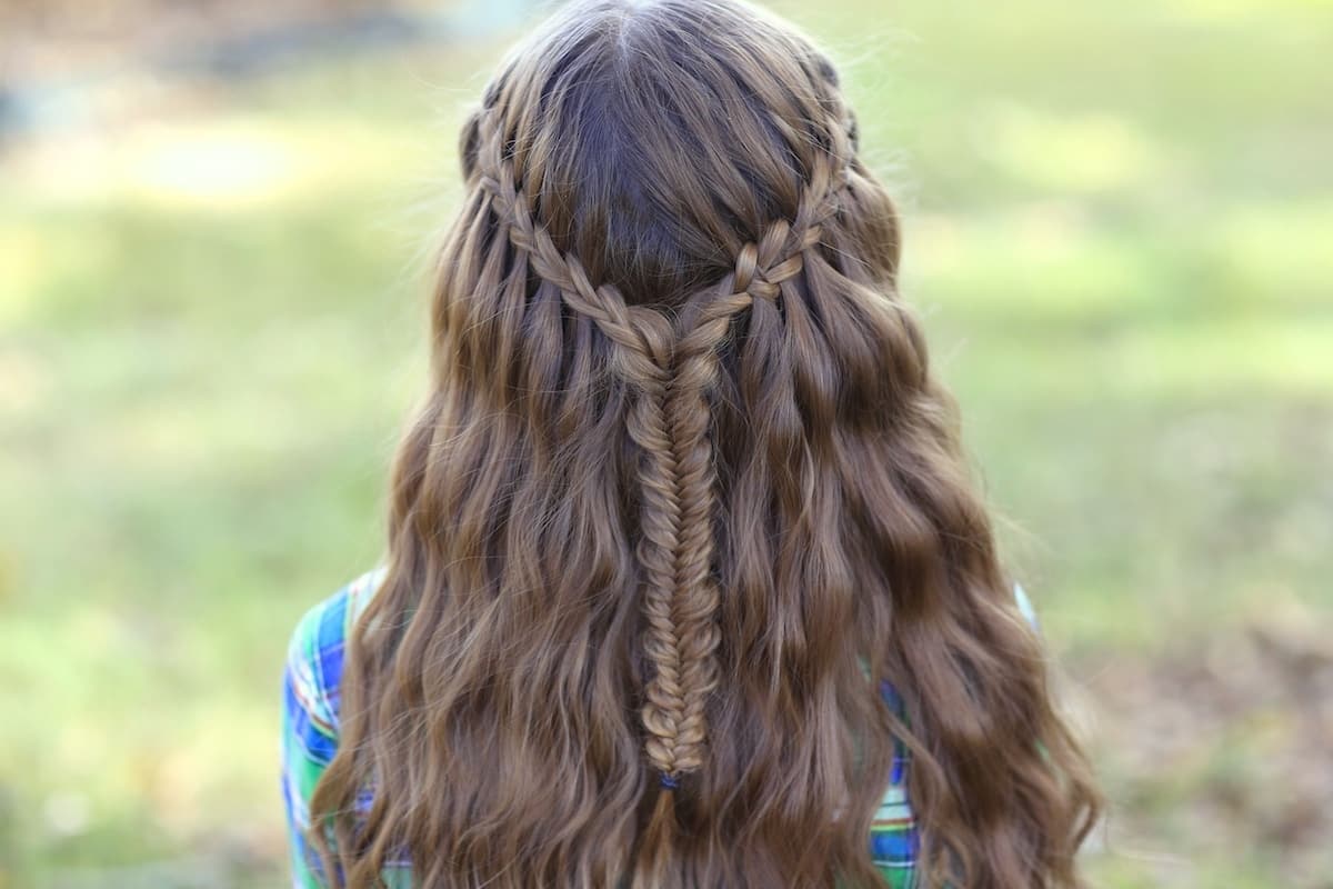 20 waterfall braids with curls for special occasions