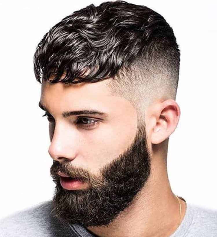 Wavy Bangs & Razor Fade Sides hairstyle for men 