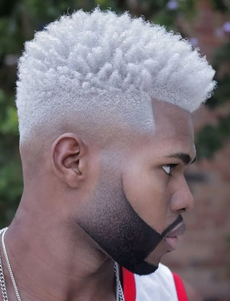White Afro Taper Haircut