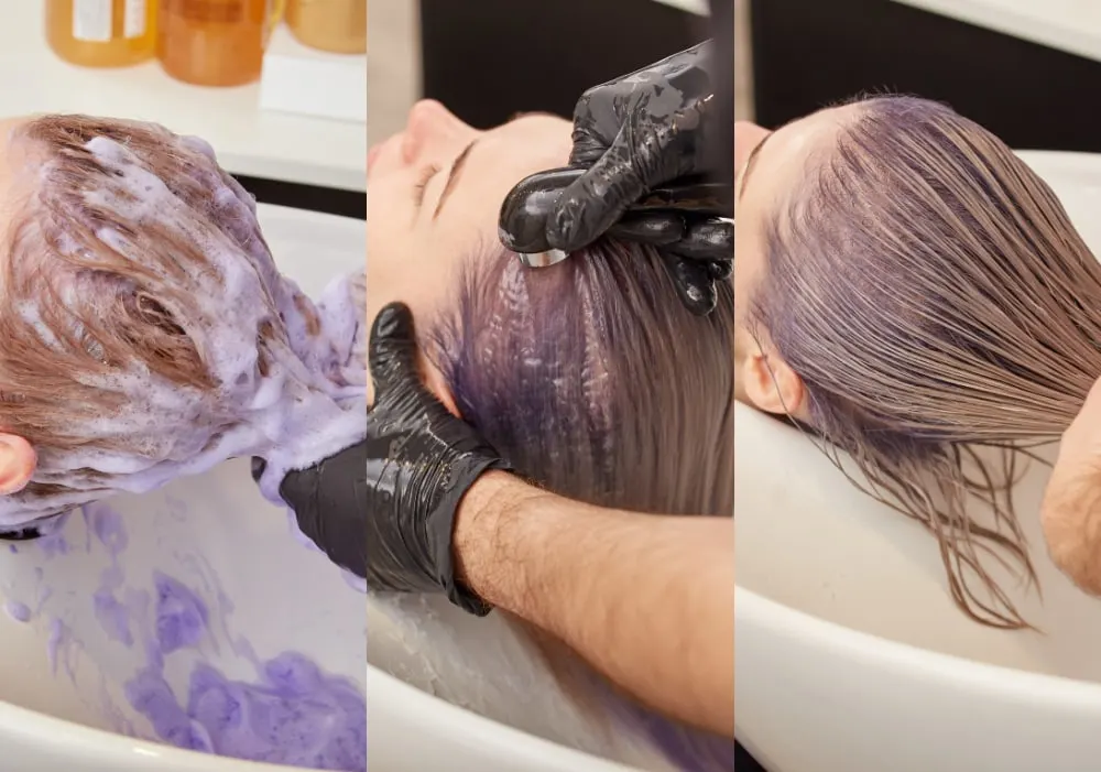Why does my hair look darker when I use purple shampoo?