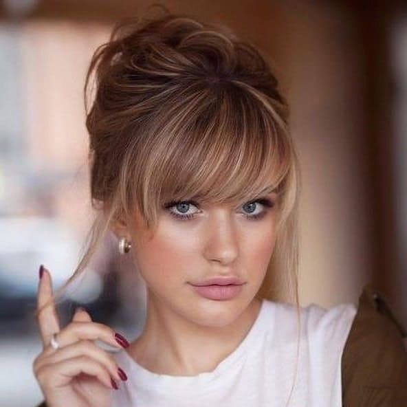 Chic Bangs Hairstyle for Women with Receding Hairlines