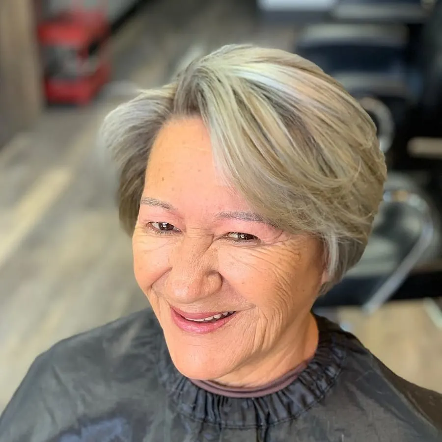 a-line bob with bangs for older women