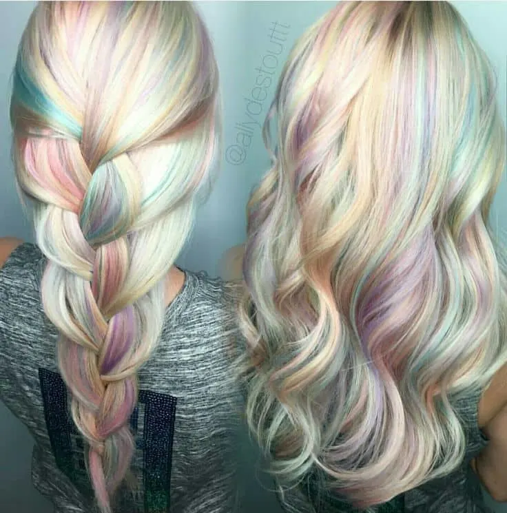 Rainbow Blonde and Purple Hair