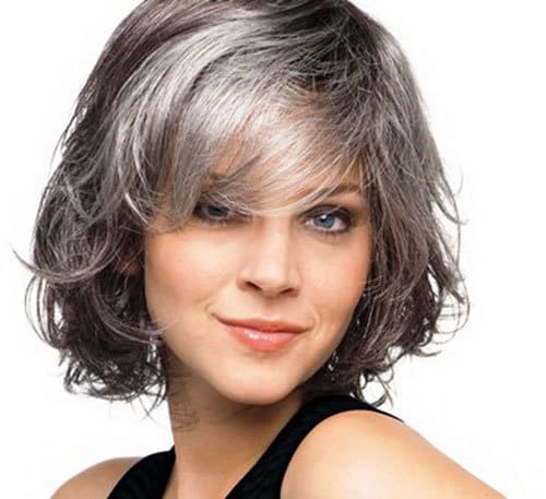 natural Short silver hair color idea for women