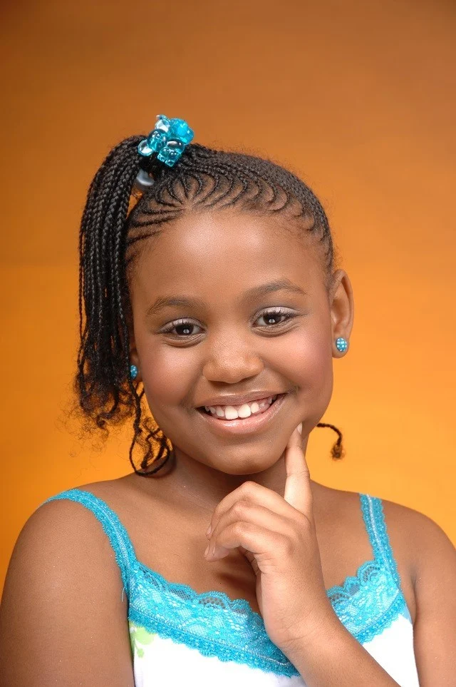 Cornrows with Braided haircut black little girl