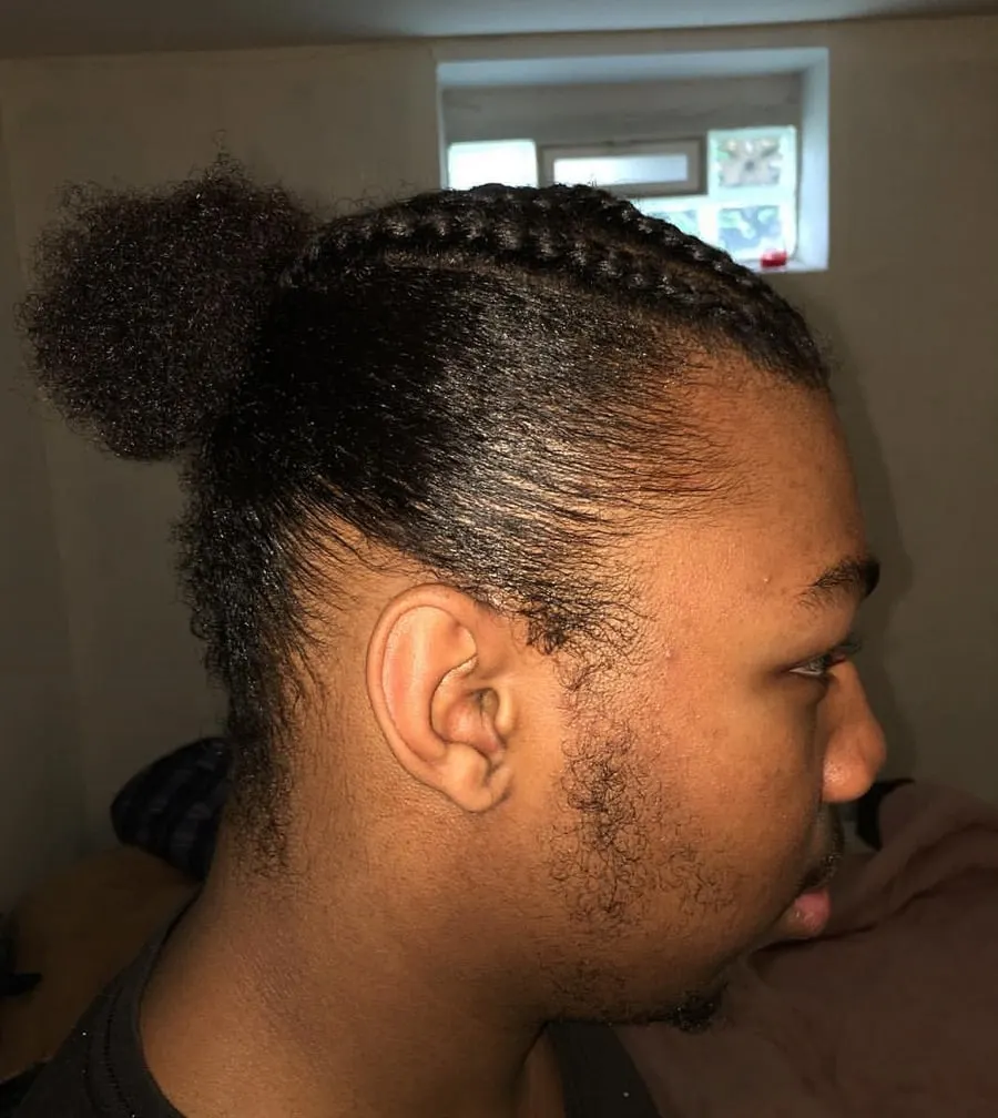 afro braided ponytail for black men