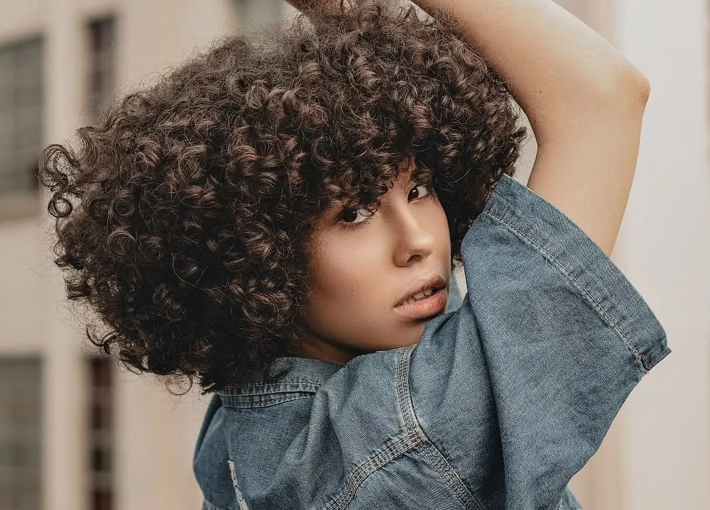 afro curly bangs