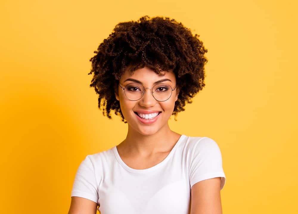 afro hair with glasses