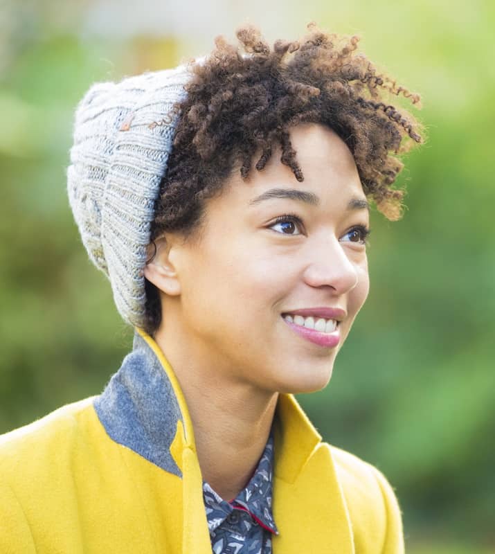 afro hairstyle with beanie