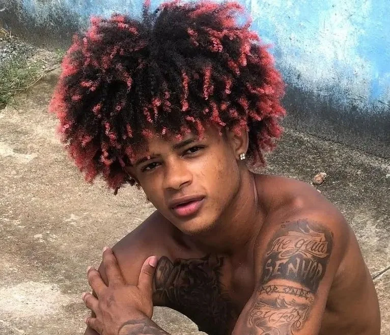 afro men hair with color