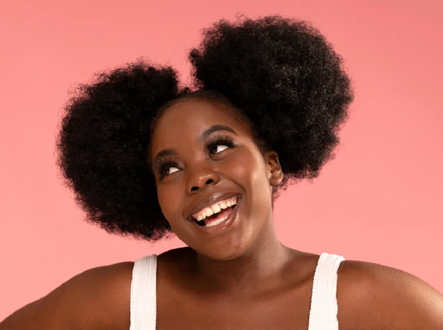 Afro puff hairstyle for black women