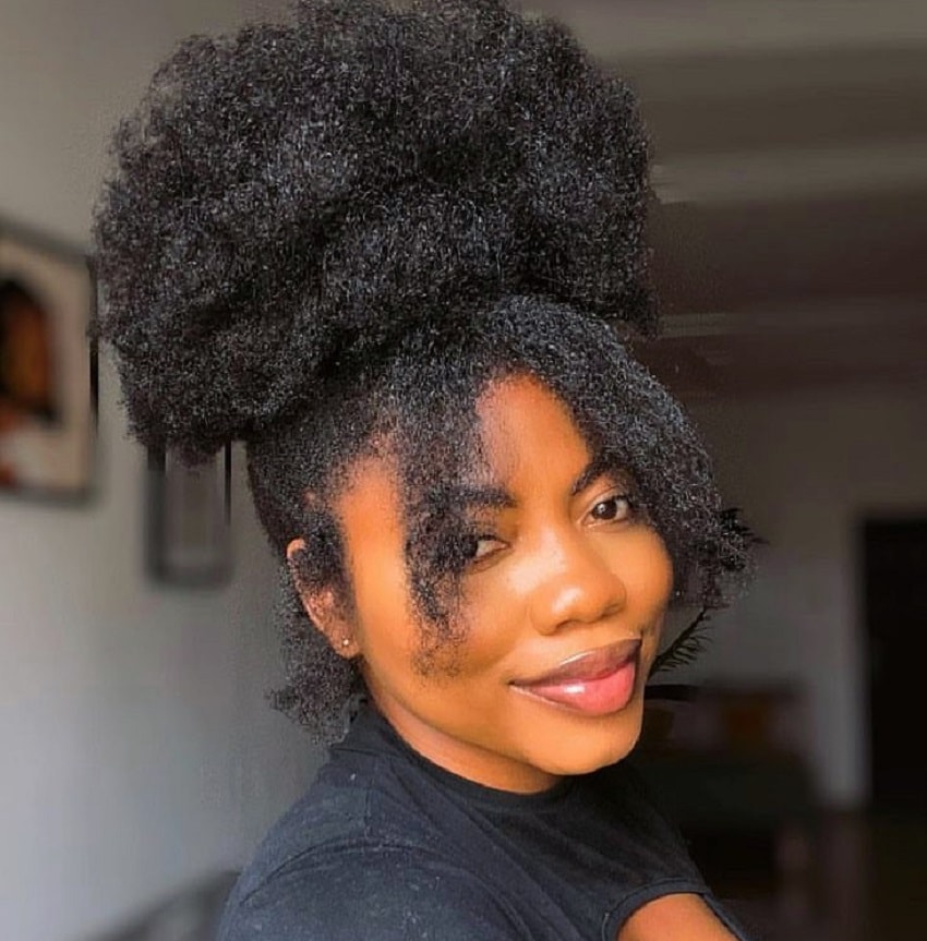 afro puff on natural hair