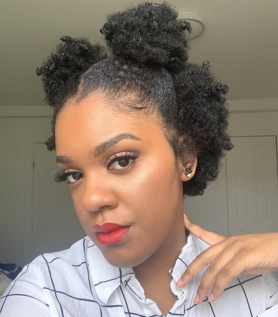 afro puffs on short natural hair