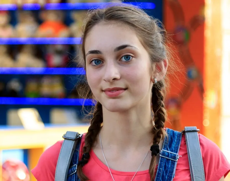 amusement park hairstyle with pigtail braids