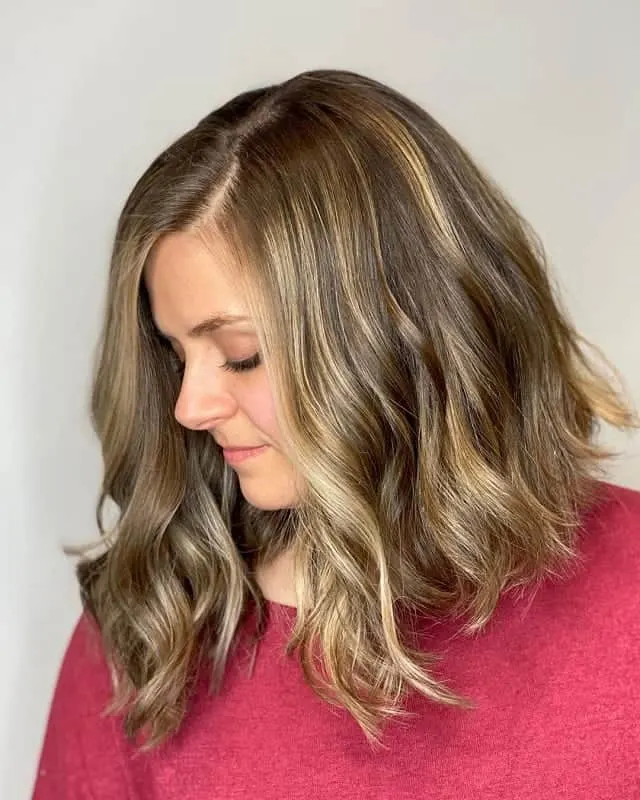 long angled wavy bob