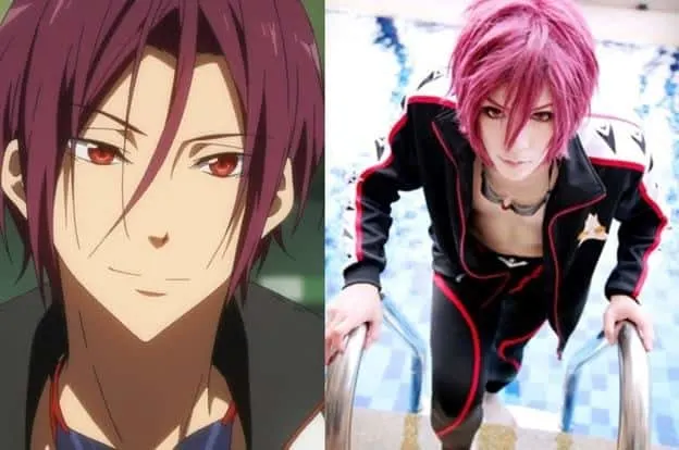 Rin Matsuoka's hairstyle with red hair