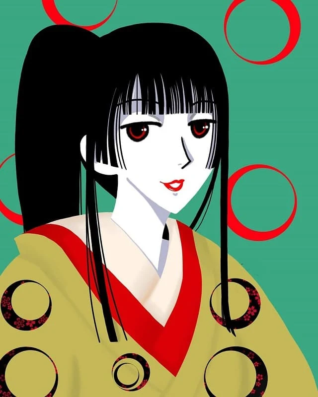 anime girl with black hair and red eyes - yuuko ichihara