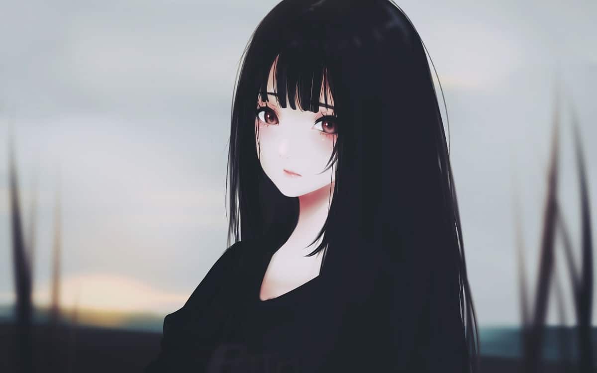 Anime girl black short hair