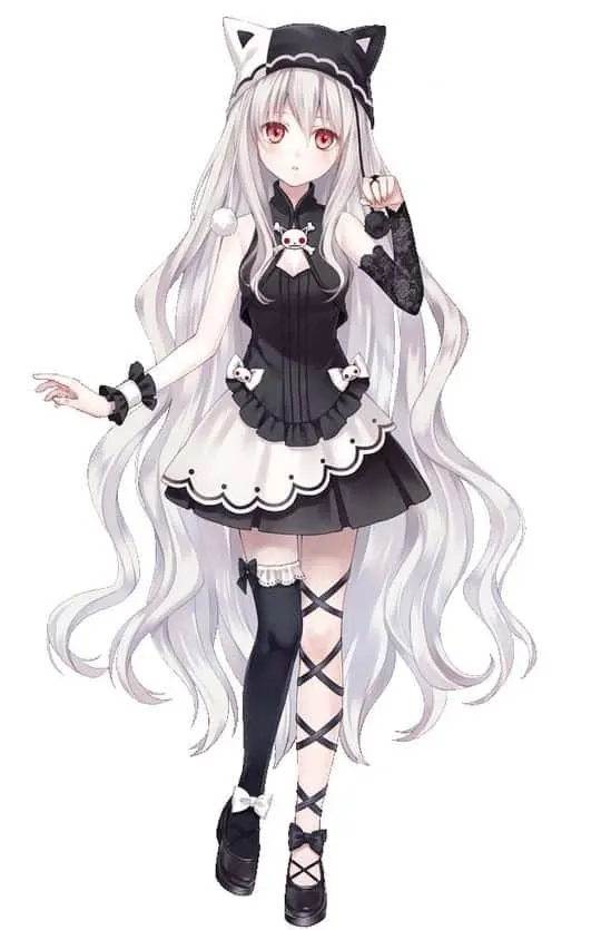 Black And White Haired Anime Girl - Anime Girl With Curly Hair, HD Png  Download - vhv