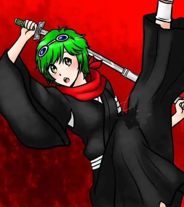 anime girl Mashiro Kuna with green hair