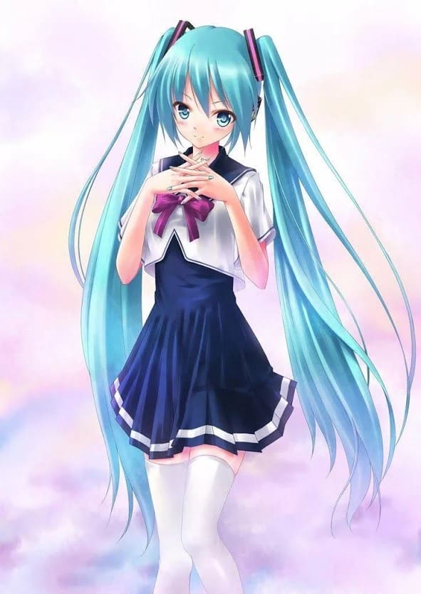 Hatsune Miku's Long Blue Pigtails 