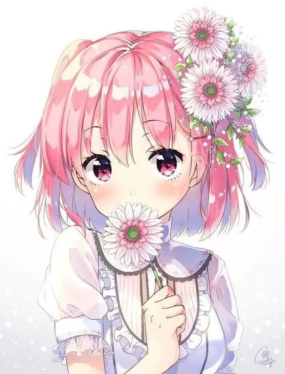 pink hair anime girl 