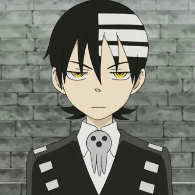anime guy with black hair and yellow eyes