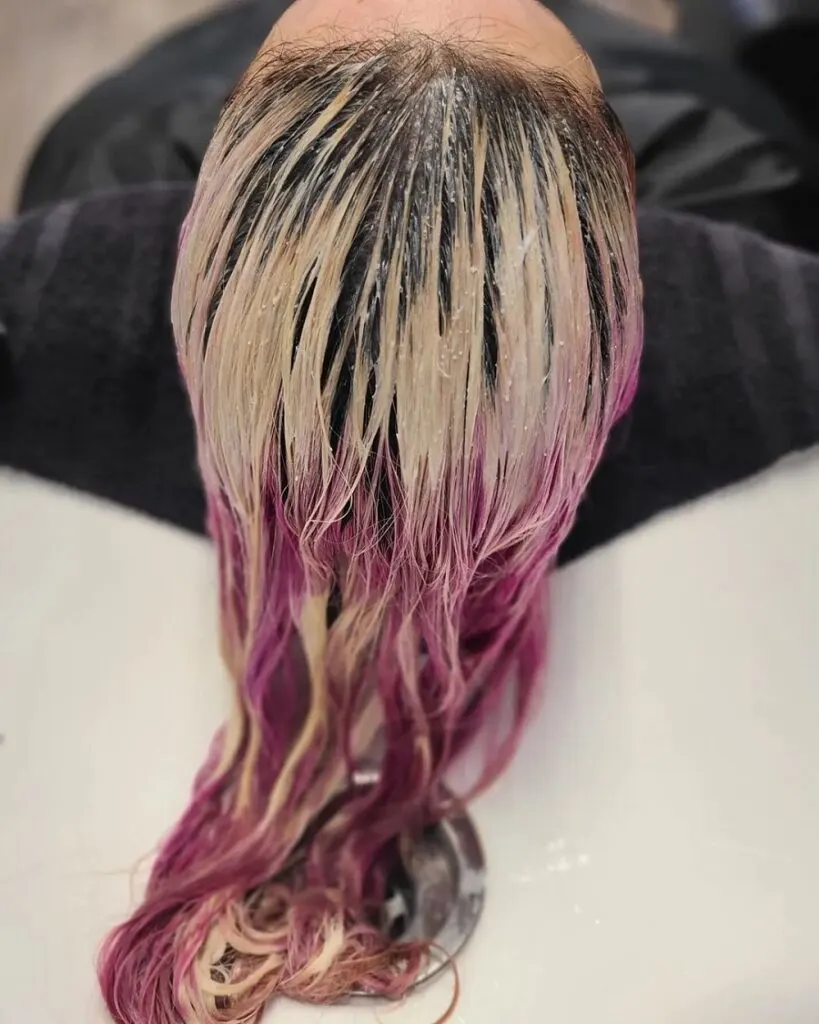 brown dye on pink hair