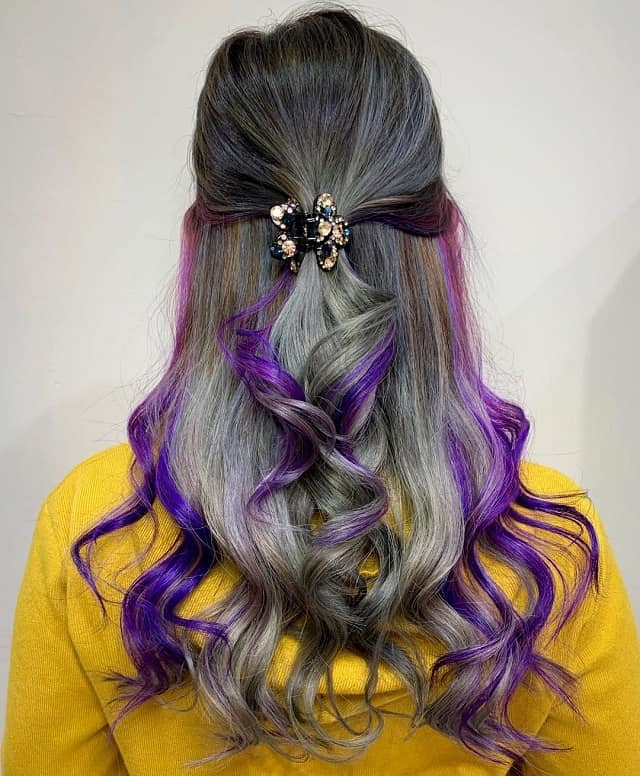 ash grey and purple hair