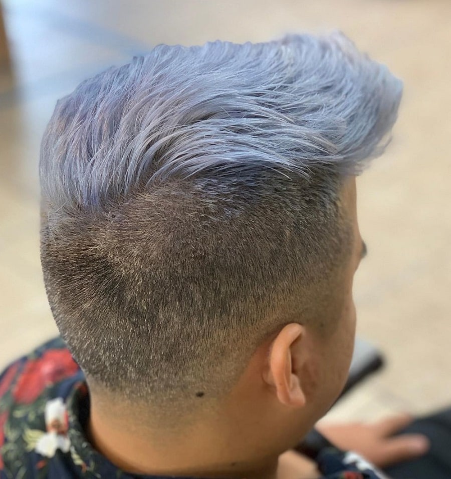 ashy blue hair with undercut for men above 50