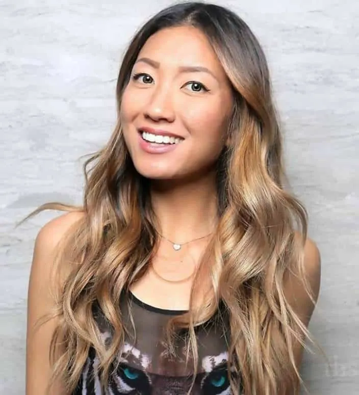 Asian blonde hair with golden highlights