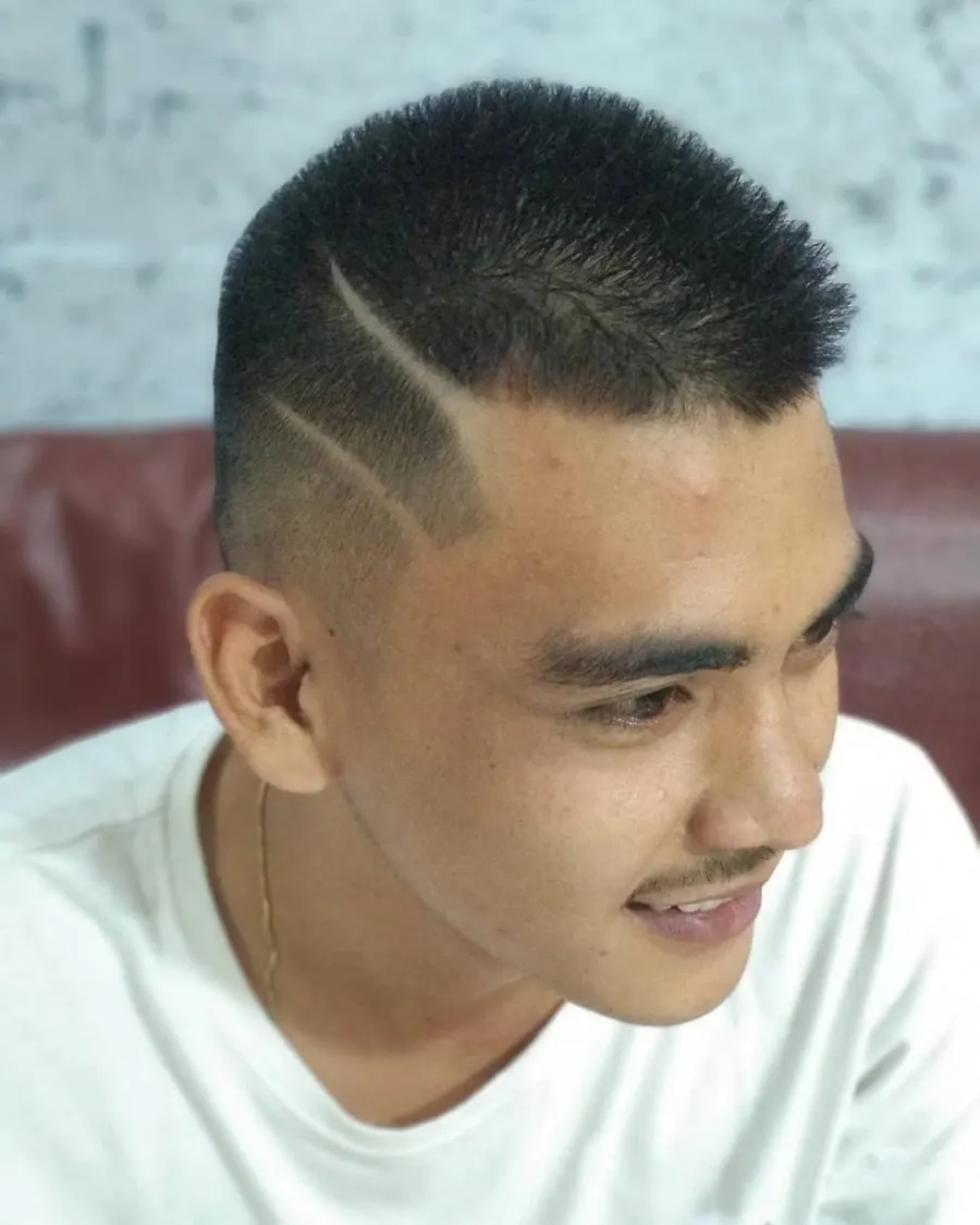 asian buzz cut with design