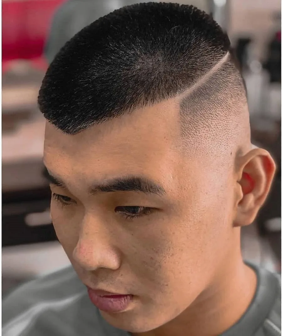 asian buzz cut with line