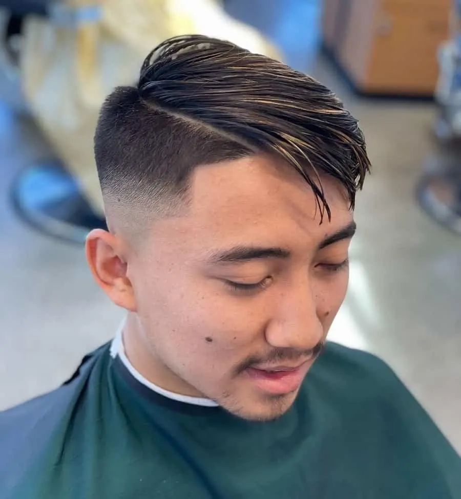 asian comb over with highlights