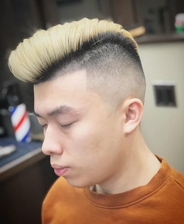 blonde mohawk with asian fade
