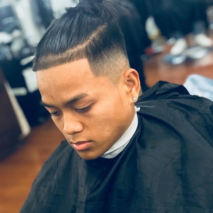 Asian Guy with Samurai Topknot and Fade