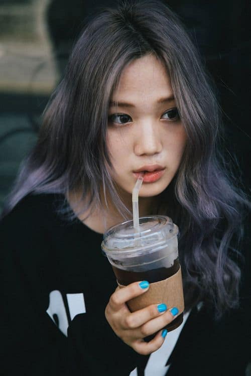 purple ombre on asian hair