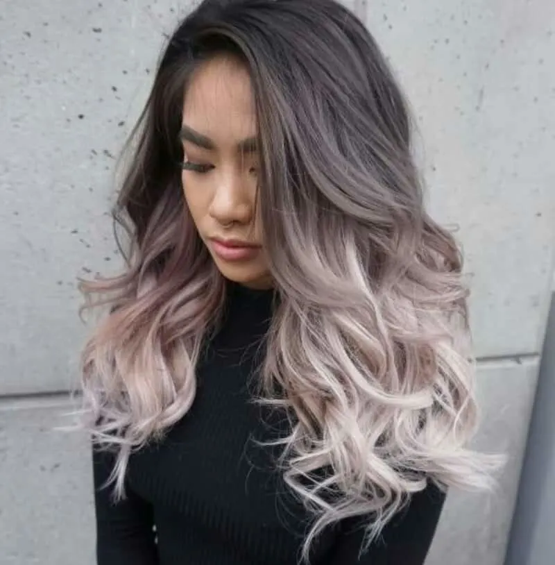 asian girl with wavy ombre hair